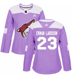 Women's Adidas Arizona Coyotes #23 Oliver Ekman-Larsson Authentic Purple Fights Cancer Practice NHL Jersey