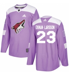 Youth Adidas Arizona Coyotes #23 Oliver Ekman-Larsson Authentic Purple Fights Cancer Practice NHL Jersey