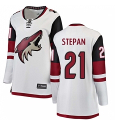 Women's Arizona Coyotes #21 Derek Stepan Authentic White Away Fanatics Branded Breakaway NHL Jersey