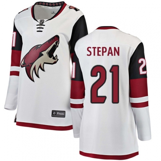 Women's Arizona Coyotes #21 Derek Stepan Authentic White Away Fanatics Branded Breakaway NHL Jersey Women's Arizona Coyotes #21 Derek Stepan Authentic White Away Fanatics Branded Breakaway NHL Jersey