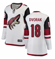 Women's Arizona Coyotes #18 Christian Dvorak Authentic White Away Fanatics Branded Breakaway NHL Jersey
