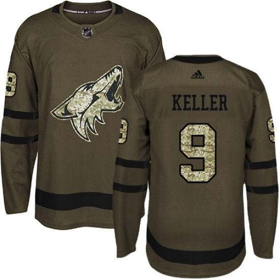 Men's Adidas Arizona Coyotes #9 Clayton Keller Premier Green Salute to Service NHL Jersey Men's Adidas Arizona Coyotes #9 Clayton Keller Premier Green Salute to Service NHL Jersey