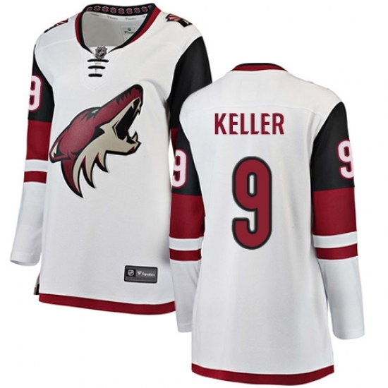 Women's Arizona Coyotes #9 Clayton Keller Authentic White Away Fanatics Branded Breakaway NHL Jersey Women's Arizona Coyotes #9 Clayton Keller Authentic White Away Fanatics Branded Breakaway NHL Jersey