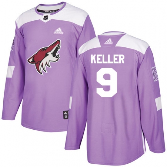 Youth Adidas Arizona Coyotes #9 Clayton Keller Authentic Purple Fights Cancer Practice NHL Jersey Youth Adidas Arizona Coyotes #9 Clayton Keller Authentic Purple Fights Cancer Practice NHL Jersey