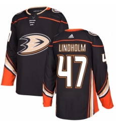 Men's Adidas Anaheim Ducks #47 Hampus Lindholm Authentic Black Home NHL Jersey