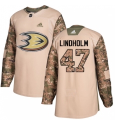 Men's Adidas Anaheim Ducks #47 Hampus Lindholm Authentic Camo Veterans Day Practice NHL Jersey