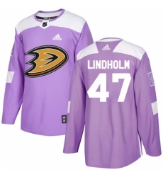 Men's Adidas Anaheim Ducks #47 Hampus Lindholm Authentic Purple Fights Cancer Practice NHL Jersey