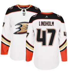 Youth Adidas Anaheim Ducks #47 Hampus Lindholm Authentic White Away NHL Jersey