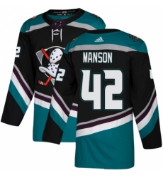Men's Adidas Anaheim Ducks #42 Josh Manson Authentic Black Teal Third NHL Jersey