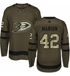 Men's Adidas Anaheim Ducks #42 Josh Manson Authentic Green Salute to Service NHL Jersey