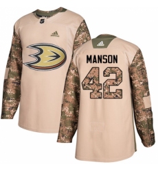 Youth Adidas Anaheim Ducks #42 Josh Manson Authentic Camo Veterans Day Practice NHL Jersey