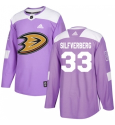 Men's Adidas Anaheim Ducks #33 Jakob Silfverberg Authentic Purple Fights Cancer Practice NHL Jersey