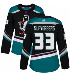 Women's Adidas Anaheim Ducks #33 Jakob Silfverberg Authentic Black Teal Third NHL Jersey