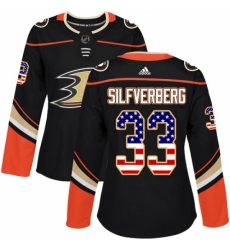 Women's Adidas Anaheim Ducks #33 Jakob Silfverberg Authentic Black USA Flag Fashion NHL Jersey