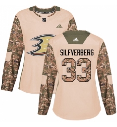 Women's Adidas Anaheim Ducks #33 Jakob Silfverberg Authentic Camo Veterans Day Practice NHL Jersey