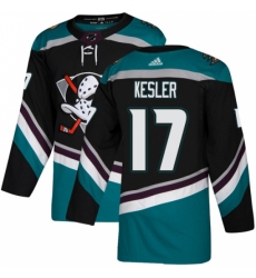 Men's Adidas Anaheim Ducks #17 Ryan Kesler Authentic Black Teal Third NHL Jersey