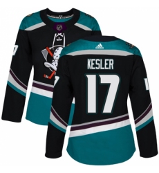 Women's Adidas Anaheim Ducks #17 Ryan Kesler Authentic Black Teal Third NHL Jersey