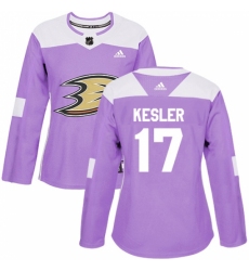 Women's Adidas Anaheim Ducks #17 Ryan Kesler Authentic Purple Fights Cancer Practice NHL Jersey