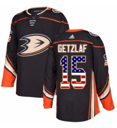 Men's Adidas Anaheim Ducks #15 Ryan Getzlaf Authentic Black USA Flag Fashion NHL Jersey