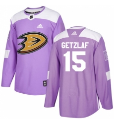 Men's Adidas Anaheim Ducks #15 Ryan Getzlaf Authentic Purple Fights Cancer Practice NHL Jersey