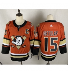 Men's Adidas Anaheim Ducks #15 Ryan Getzlaf Orange Authentic Teal Third Jersey