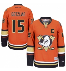 Men's Reebok Anaheim Ducks #15 Ryan Getzlaf Authentic Orange Third NHL Jersey