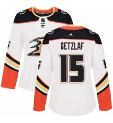 Women's Adidas Anaheim Ducks #15 Ryan Getzlaf Authentic White Away NHL Jersey