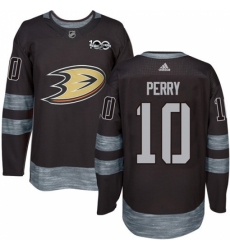 Men's Adidas Anaheim Ducks #10 Corey Perry Authentic Black 1917-2017 100th Anniversary NHL Jersey