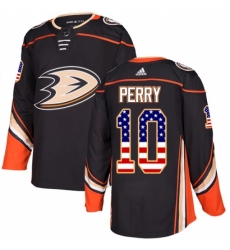 Men's Adidas Anaheim Ducks #10 Corey Perry Authentic Black USA Flag Fashion NHL Jersey