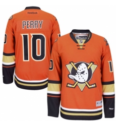 Men's Reebok Anaheim Ducks #10 Corey Perry Authentic Orange Third NHL Jersey