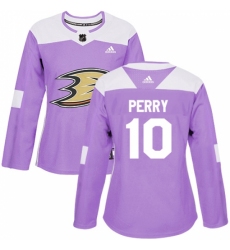 Women's Adidas Anaheim Ducks #10 Corey Perry Authentic Purple Fights Cancer Practice NHL Jersey