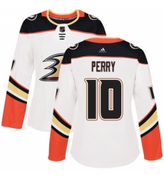 Women's Adidas Anaheim Ducks #10 Corey Perry Authentic White Away NHL Jersey