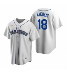 Men's Nike Seattle Mariners #18 Yusei Kikuchi White Cooperstown Collection Home Stitched Baseball Jersey