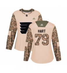 Women's Philadelphia Flyers #79 Carter Hart Authentic Camo Veterans Day Practice Hockey Jersey