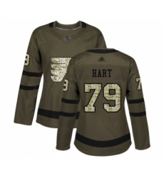 Women's Philadelphia Flyers #79 Carter Hart Authentic Green Salute to Service Hockey Jersey