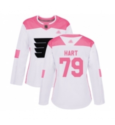 Women's Philadelphia Flyers #79 Carter Hart Authentic White Pink Fashion Hockey Jersey