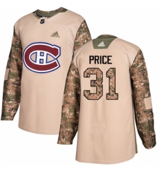 Men's Adidas Montreal Canadiens #31 Carey Price Authentic Camo Veterans Day Practice NHL Jersey