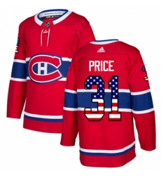 Men's Adidas Montreal Canadiens #31 Carey Price Authentic Red USA Flag Fashion NHL Jersey