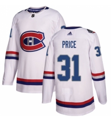 Men's Adidas Montreal Canadiens #31 Carey Price Authentic White 2017 100 Classic NHL Jersey