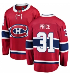 Men's Montreal Canadiens #31 Carey Price Authentic Red Home Fanatics Branded Breakaway NHL Jersey