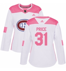 Women's Adidas Montreal Canadiens #31 Carey Price Authentic White/Pink Fashion NHL Jersey