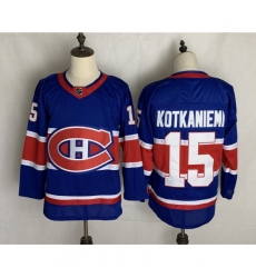 Men's Montreal Canadiens #15 Jesperi Kotkaniemi Authentic Blue Away Fanatics Jersey