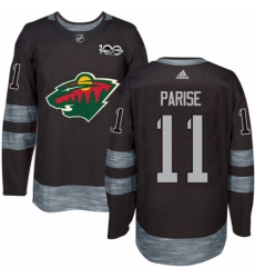 Men's Adidas Minnesota Wild #11 Zach Parise Authentic Black 1917-2017 100th Anniversary NHL Jersey