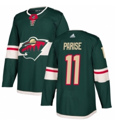 Men's Adidas Minnesota Wild #11 Zach Parise Authentic Green Home NHL Jersey