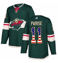 Men's Adidas Minnesota Wild #11 Zach Parise Authentic Green USA Flag Fashion NHL Jersey
