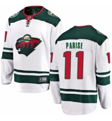 Men's Minnesota Wild #11 Zach Parise Authentic White Away Fanatics Branded Breakaway NHL Jersey