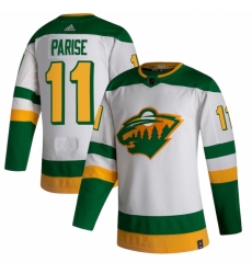 Men's Minnesota Wild #11 Zach Parise adidas White 2020-21 Reverse Retro Authentic Player Jersey