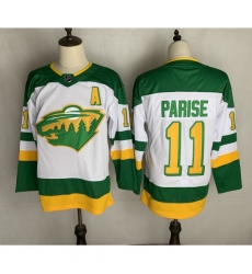 Men's Minnesota Wild #11 Zach Parise adidas White 2020-21 Reverse Retro Jersey