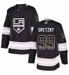 Men's Adidas Los Angeles Kings #99 Wayne Gretzky Authentic Black Drift Fashion NHL Jersey