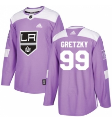 Men's Adidas Los Angeles Kings #99 Wayne Gretzky Authentic Purple Fights Cancer Practice NHL Jersey
